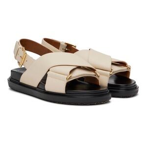 Marni Women's Off White Leather Fussbett Sandals - excellent condition